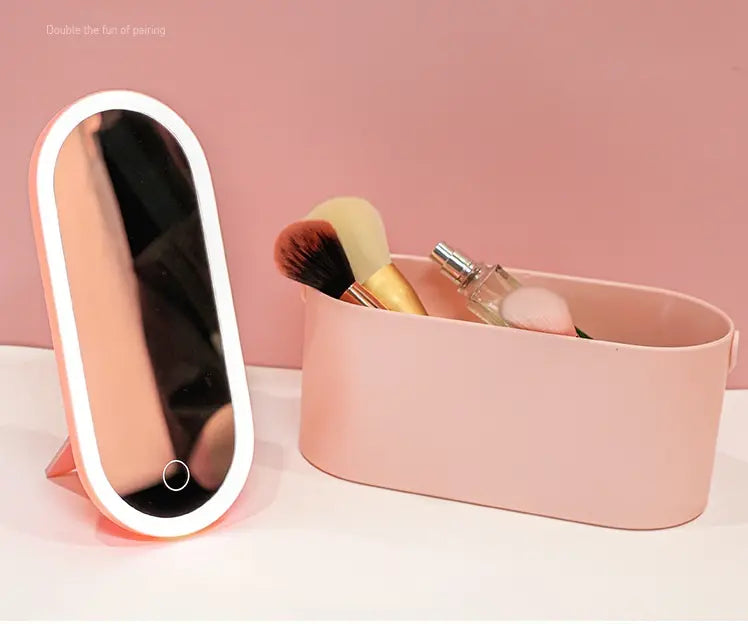 Organizador de maquillaje con espejo led